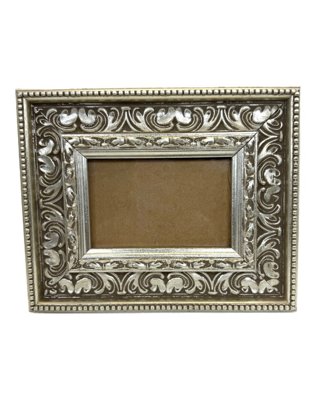 Ornate Silver Tone Floral Scroll 4x6 Picture Frame